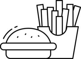 burger with fries outline illustration vector