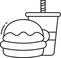 burger with coke outline illustration vector