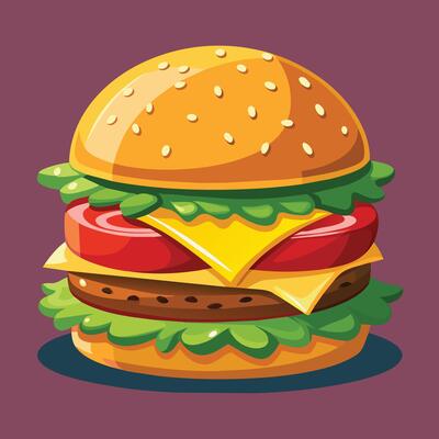 Burger with Cheese Illustration for Mouthwatering Designs
