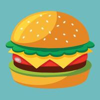 Burger with Cheese Illustration for Mouthwatering Designs vector