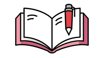 Creative Book and Pen Cartoon Icon Illustration Fun and Functional Designs vector