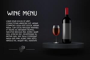 Wine menu. The composition of the presentation of the wine. Illustration in dark color vector