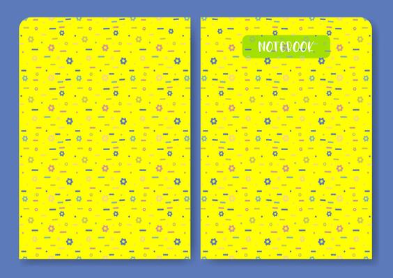 Notebook cover bright flourish simple pattern. Aesthetic worksheet with floral art for kid and baby.