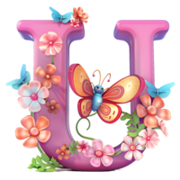 fleur et papillon alphabet conception png