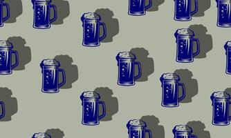 Seamless pattern with Beer mug and shadow. vector