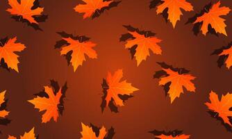 seamless pattern with red leaves with shadow. color background. vector