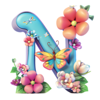 fleur et papillon alphabet conception png