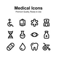 Get this amazing medical and healthcare icons set, premium vectors
