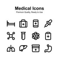 Pack of medical icons in modern style, premium vectors set