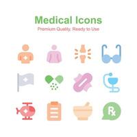 Medical and healthcare icons set, isolated on white background vector