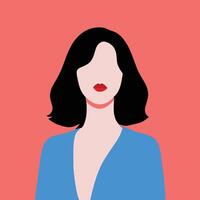 minimalista ilustración de un mujer con hasta los hombros pelo y rojo lápiz labial vector