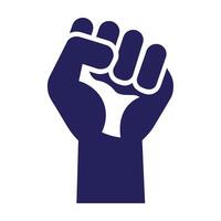 A white background with a dark blue fist in the foreground vector