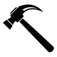 A black and white image of a hammer. vector