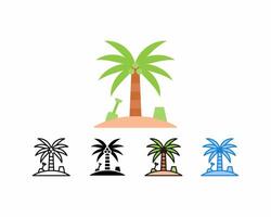 Coconut tree icon with bucket and spade toy. set icon line, outline, glyph, filled line, flat color, line and flat. Editable strokes and pixel perfect. Can be used for digital products, prints etc. vector