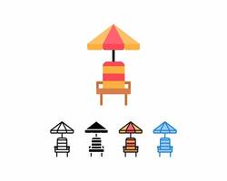 Life guard chair icon with beach umbrella.set icon,line, outline, glyph, filled line, flat color, and blue color.Editable strokes and pixel perfect.Can be used for digital products, prints etc. vector