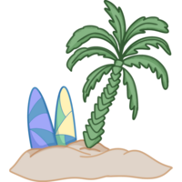 Summer coconut trees and surfboards png