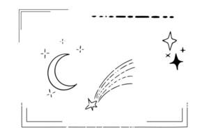 conjunto estrella brillar silueta celestial línea marcos resumen forma fronteras aislado en blanco antecedentes. colección futurista divisores hipster diseño elementos vector