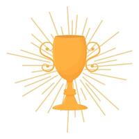 Gold cup, award for winner isolated on white background. Trophy, success symbol. Colorful reward. vector