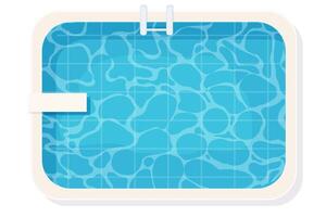 Swimming pool top view isolated on white background. Water texture, detailed and bright. Outdoor, landscape. vector