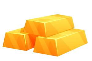 Gold bad stack of bricks, shiny treasure game asset isolated on white background vector