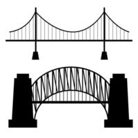 bridges silhouettes icons. Black silhouettes of beautiful bridges on a white background for logos, badges or internet icons. vector