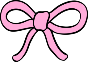 Retro pink ribbon bow doodle accessory png