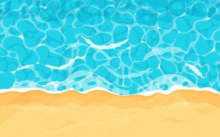 Beach with sand water ripple surface with sunlight reflections in cartoon style, game texture top view. Beach, ocean clean and deep water. vector