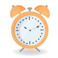 Alarm clock isolated on white background stock illustration. Graphic bright clipart, round shape, front view. vector