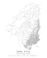 cebú ciudad,filipinas,precisa mapa urbano detalle calles carreteras mapa vector