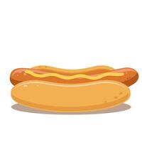 Hot dog, Pancho con mostaza aislado en blanco vector
