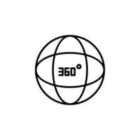 icon illustration of a 360 degree angle, representing a full circle and completeness vector