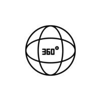 icon illustration of a 360 degree angle, representing a full circle and completeness vector