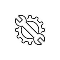 icon illustration of gear and wrench, representing tools and maintenance work vector