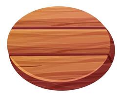 de madera oval panel, juego menú o letrero, ui elemento, botón para interfaz. rústico circulo tablero desde tablones aislado en blanco antecedentes. vector