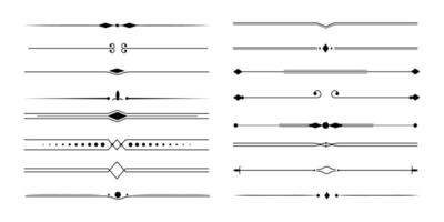 texto devider colocar, línea mínimo separadores, elegante garabatear fronteras, decorativo elementos aislado en blanco antecedentes. vector