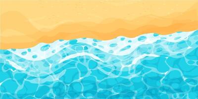 playa con arena agua onda superficie con luz de sol reflexiones en dibujos animados estilo, juego textura parte superior vista. playa, Oceano limpiar y profundo agua. vector