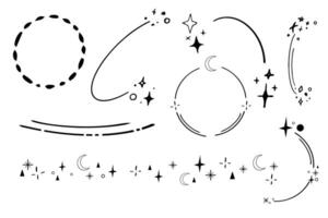 conjunto estrella brillar silueta celestial línea marcos resumen forma fronteras aislado en blanco antecedentes. colección futurista divisores hipster diseño elementos vector