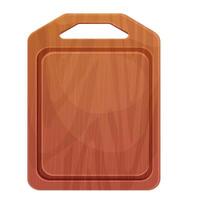 Cutting board wooden chopping desk top view in cartoon style isolated on white background. Wood shield, menu mockup vector