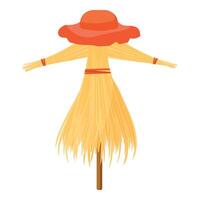 illustration of a colorful scarecrow with a red hat on a white background vector