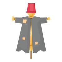 Digital illustration of a charming scarecrow with a red hat and a gray coat vector