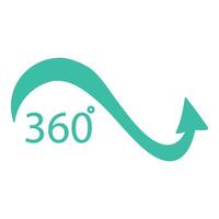 Graphic of a turquoise arrow circling back 360 degrees, symbolizing continuity and cycles vector