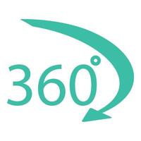 360 degree view icon in turquoise vector