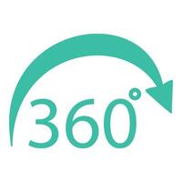 turquesa 360 la licenciatura rotación flecha icono aislado en blanco antecedentes vector