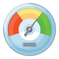 Vibrant and detailed performance meter icon showcasing different levels with a needle pointer vector