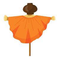 Vivid illustration of a whimsical cartoon scarecrow with bright orange clothing vector