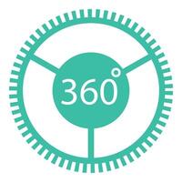 Simple turquoise icon depicting the concept of a 360degree panoramic view vector