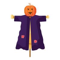 Festive halloween pumpkin scarecrow illustration vector