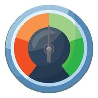 Vibrant performance indicator icon with a needle set to optimal green zone vector