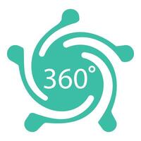 Turquoise logo illustrating the concept of complete 360degree service or coverage vector