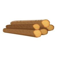 Stack of cartoonstyle wooden logs isolated on a white background vector